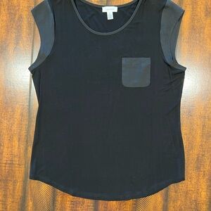 Calvin Klein Black Cap Sleeve Tee with Pocket L